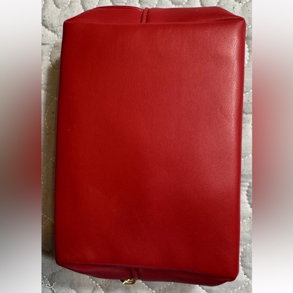 YSL Red Beaute Makeup Bag/Pouch W/Gold Charms - Picture 4 of 11